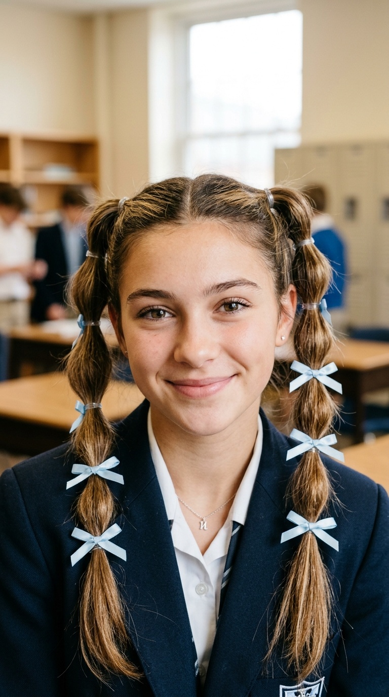 Double Bubble Braids with Mini Bows