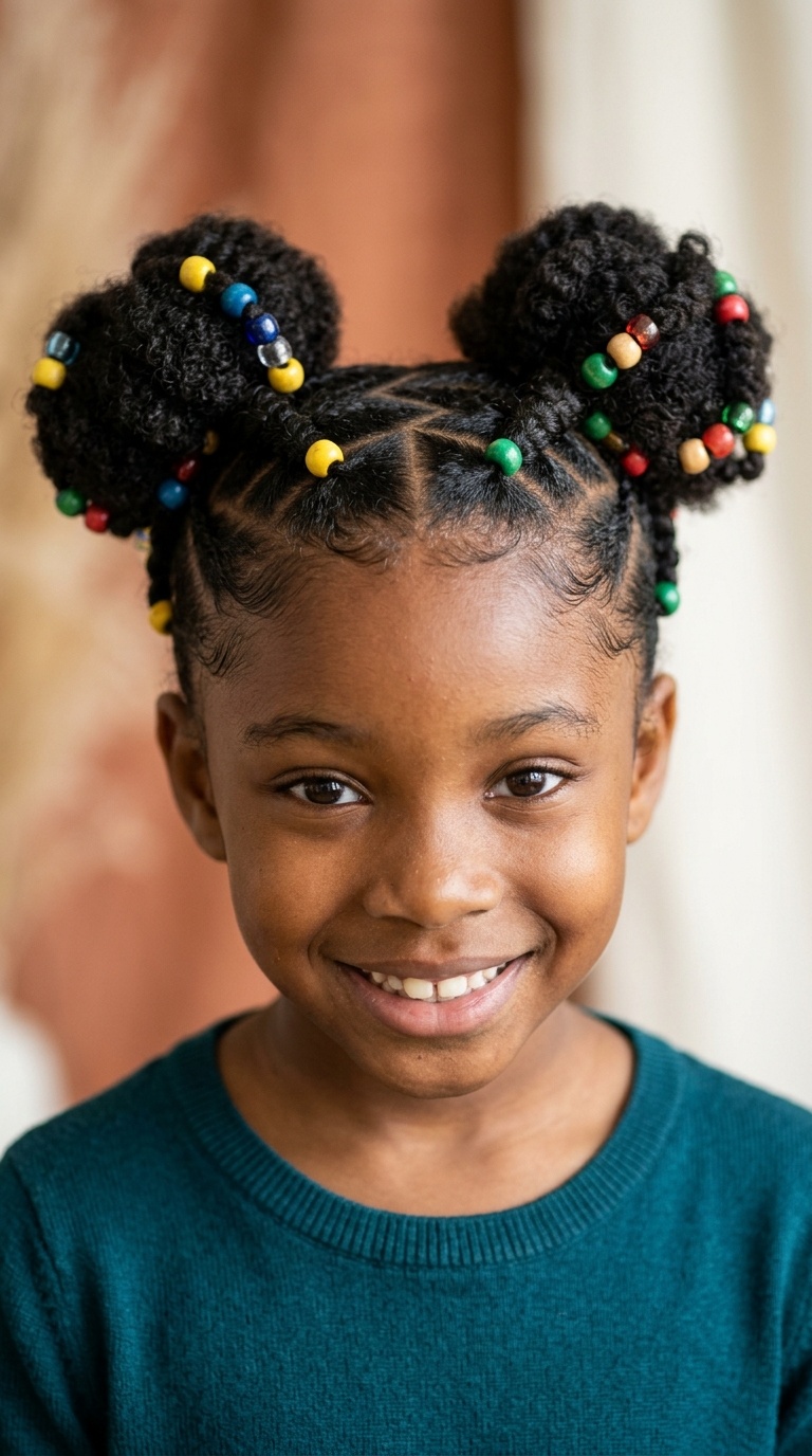 Double Buns with Sharp Zigzag Partings
