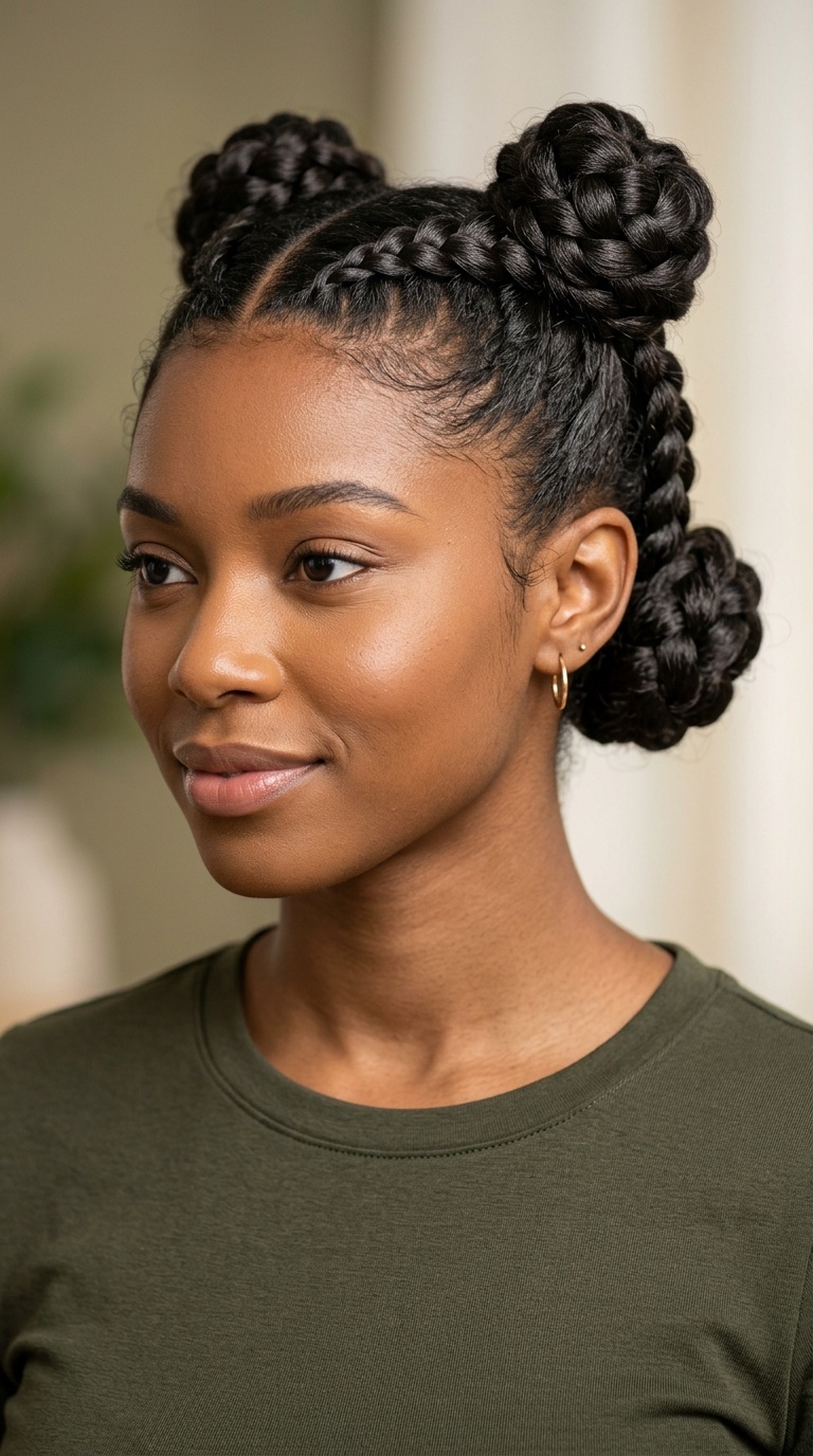 Double Dutch Braid Buns