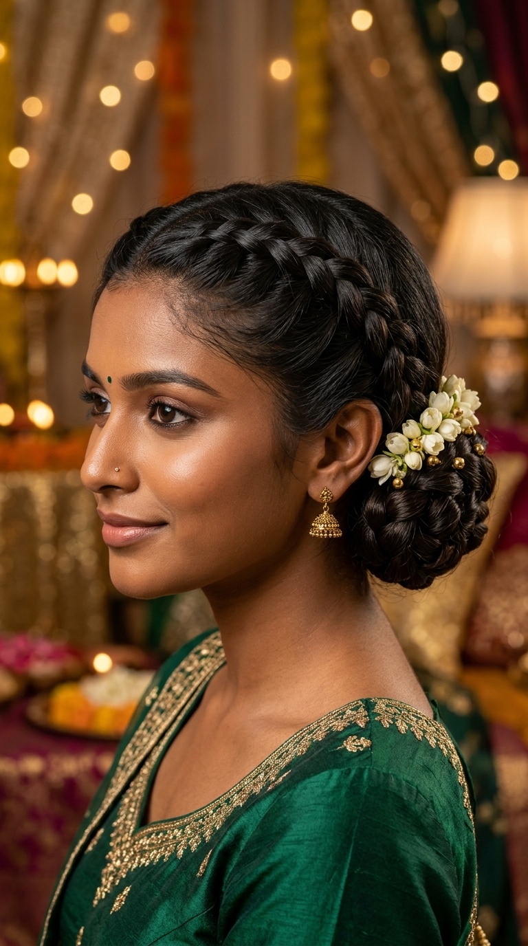 Double Dutch Braids into a Low Chignon