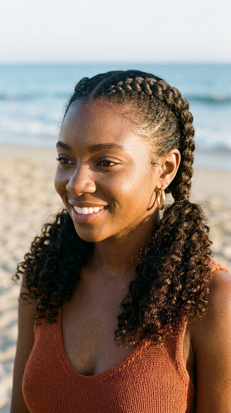 Double Dutch Braids into Curls