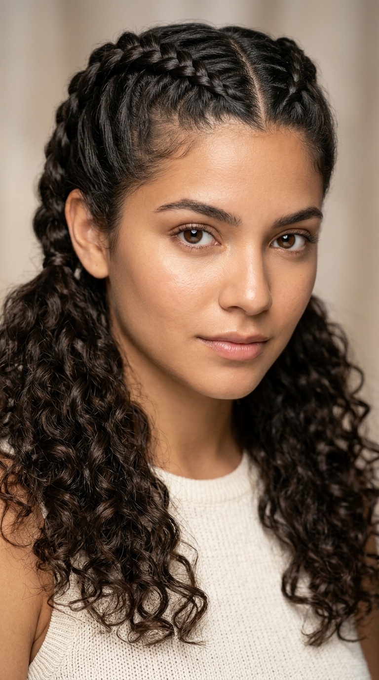 Double Dutch Braids to Open Curls