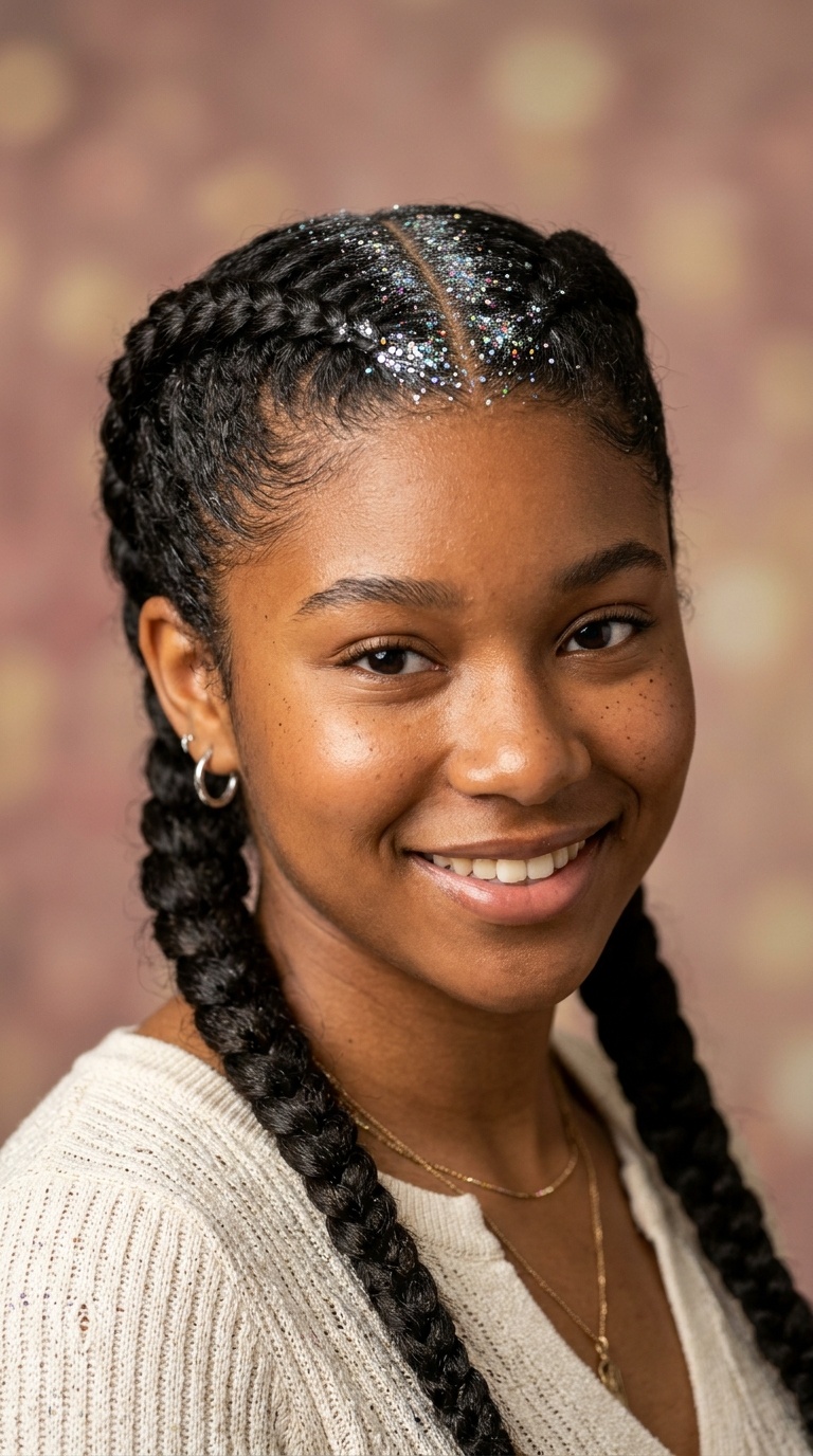 Double Dutch Braids with Glitter Part
