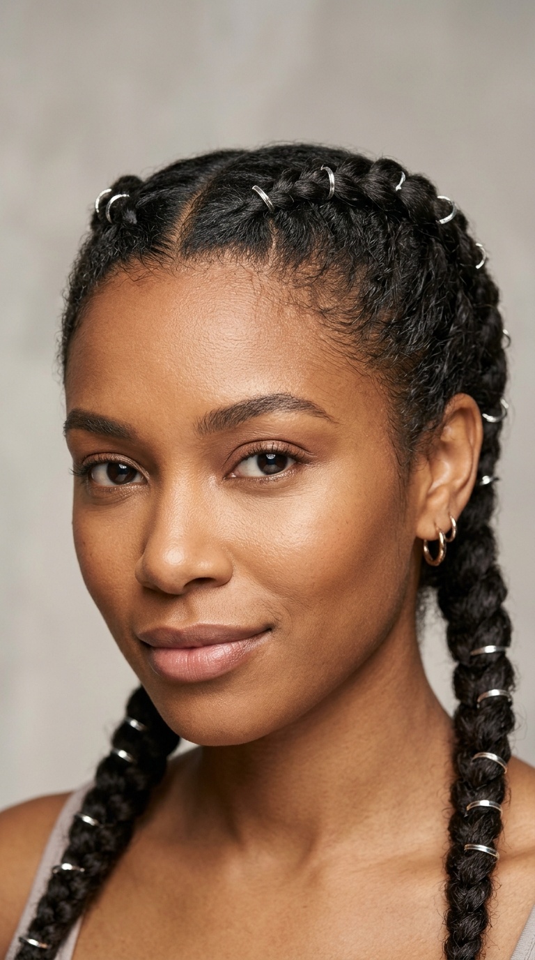 Double Dutch Braids with Hair Rings