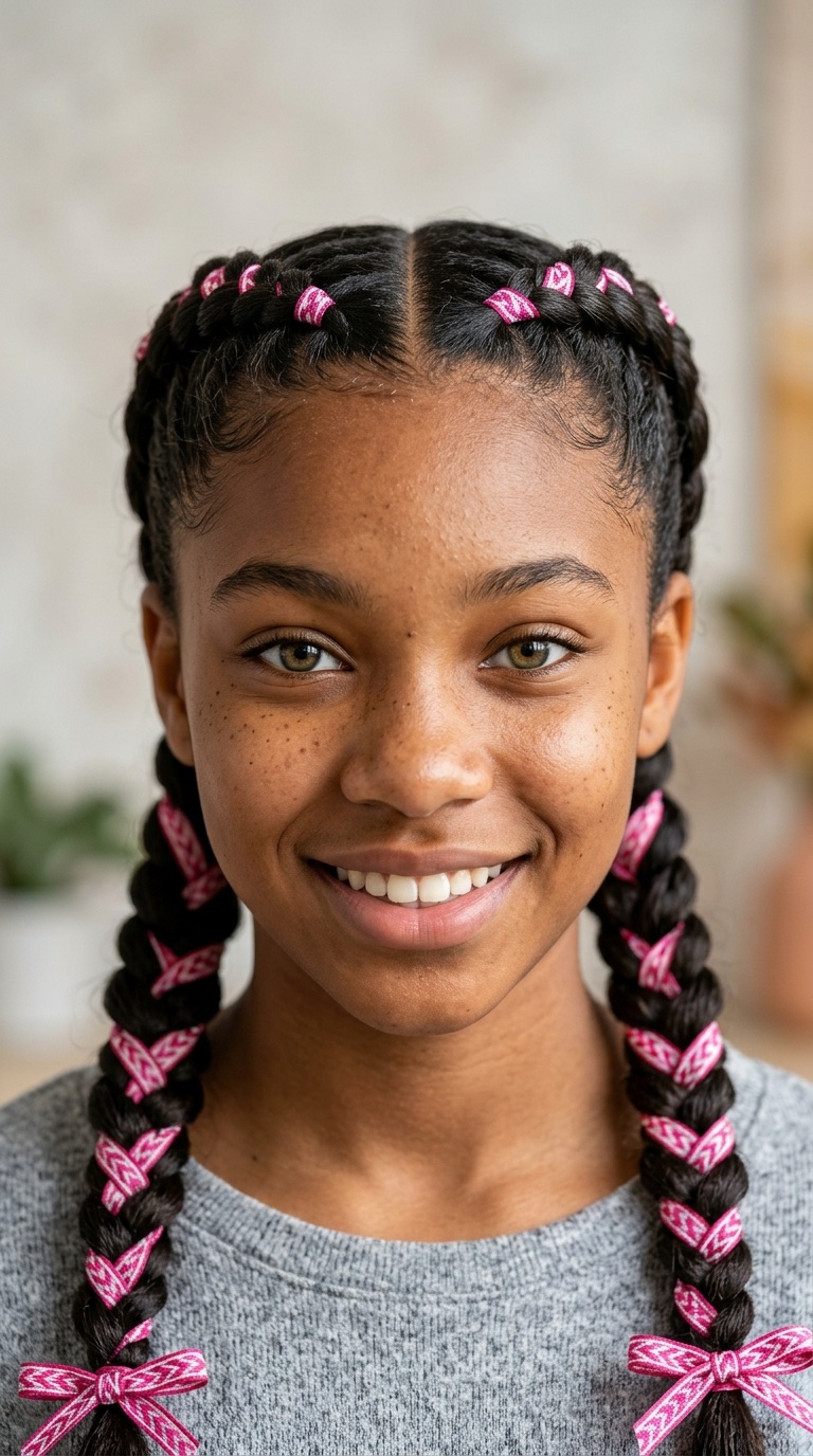 Double Dutch Braids with Ribbon