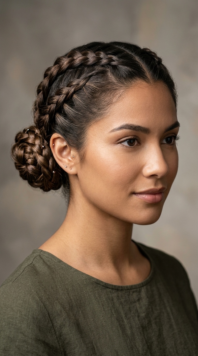 Double French Braid Buns