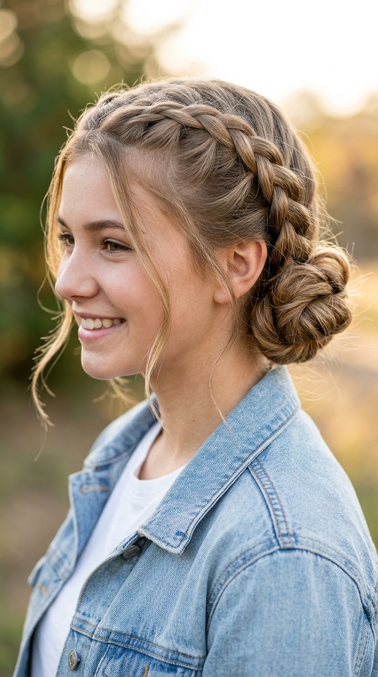 Double French Braid Low Buns