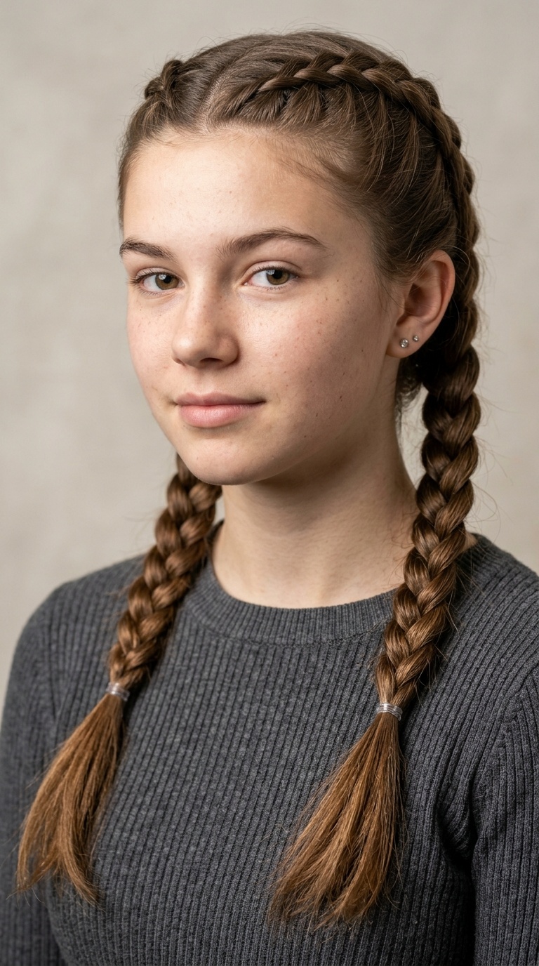 Double French Braid Pigtails