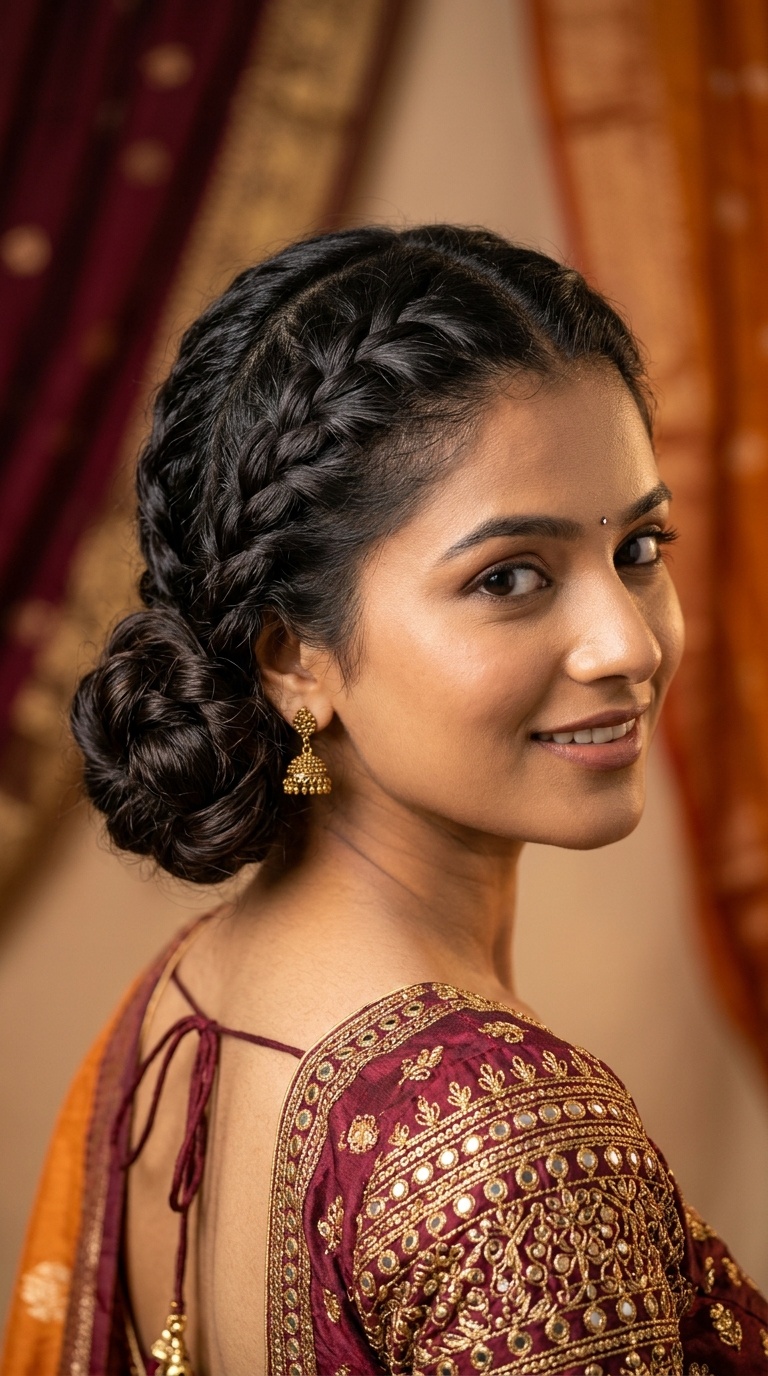 Double French Braids into a Low Bun