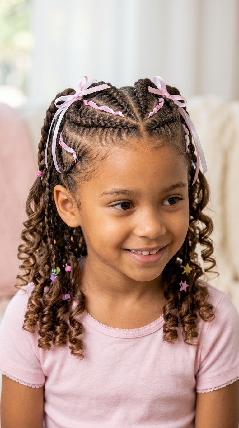 Double Heart Braids with Spiral Curls