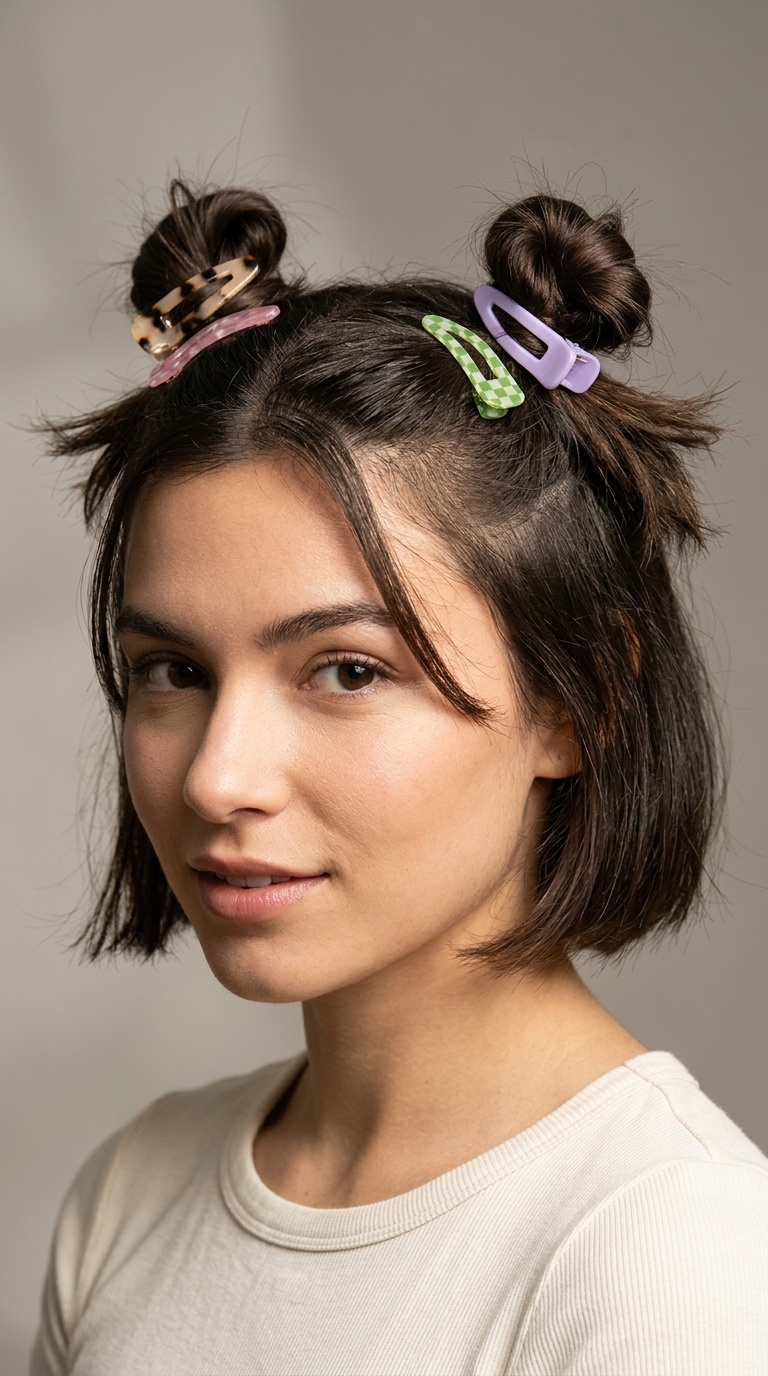 Double-Knot Space Buns with Acrylic Clips