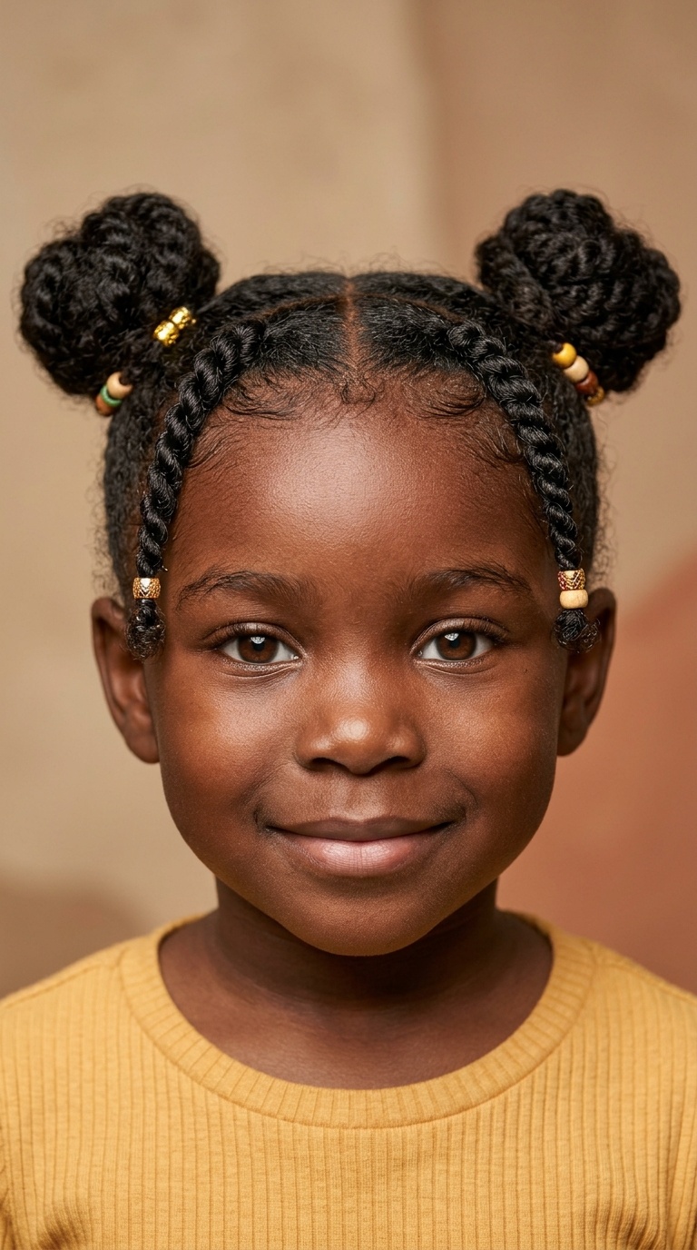 Double Mini Buns with Front Twists