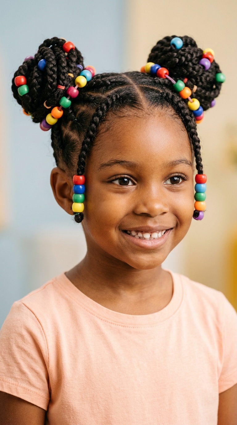 Double Pigtail Buns with Accent Beads
