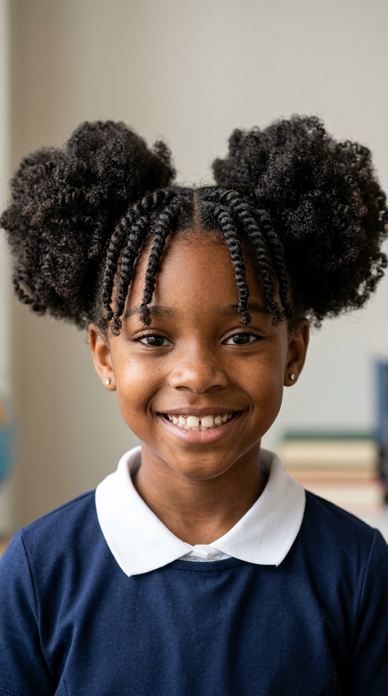 Double Puffs with Twisted Bangs