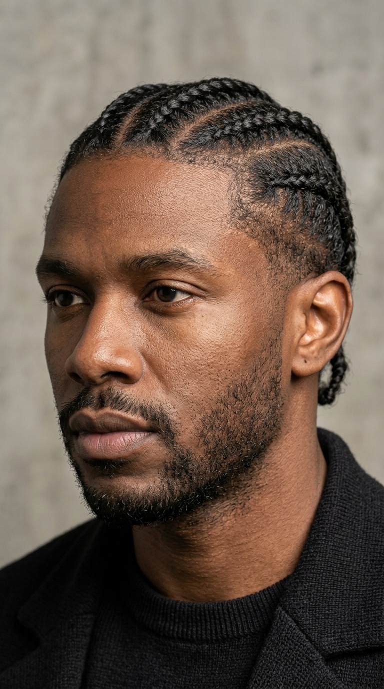 Double-Row Braids with Subtle Taper