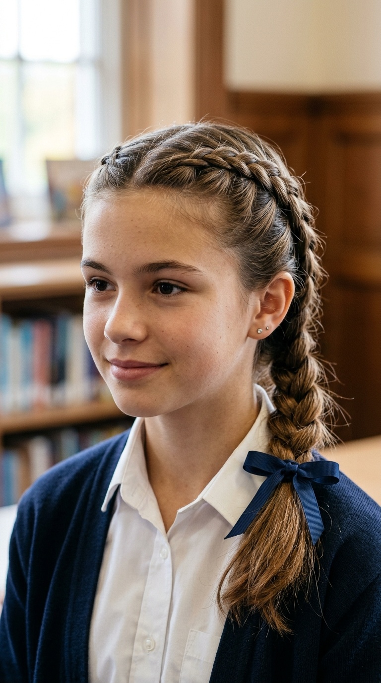 Double Side Braid into a Low Pony