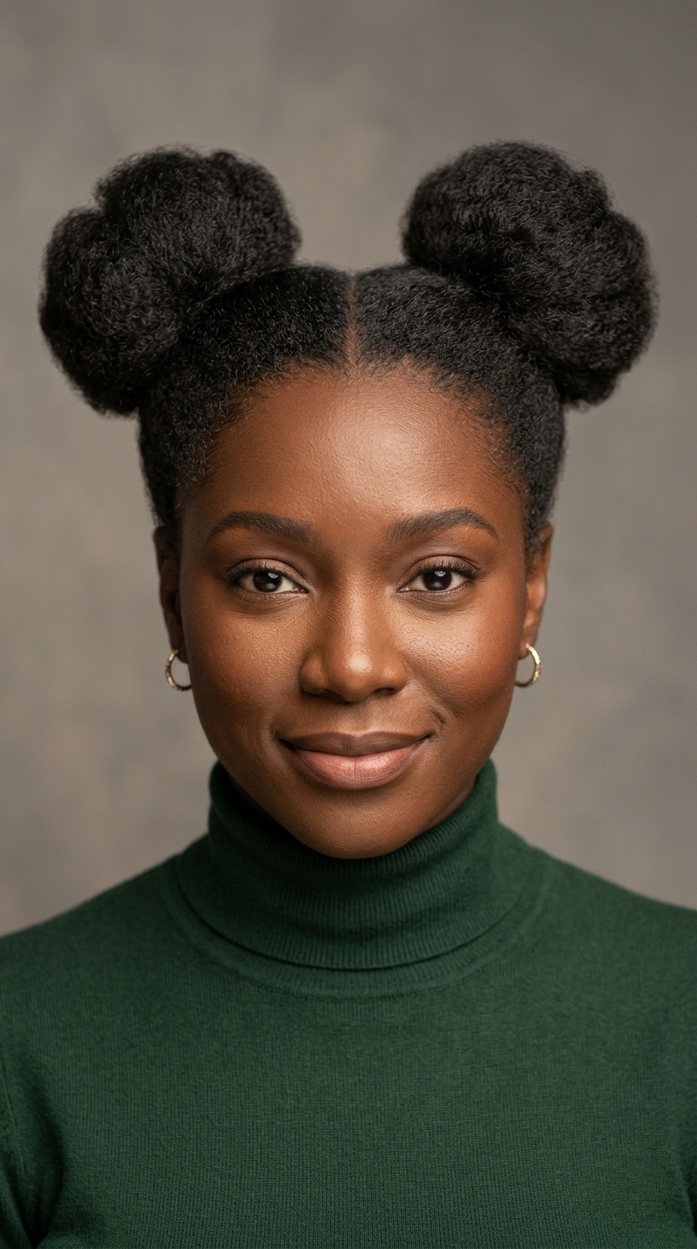 Double Space-Buns on Stretched Hair
