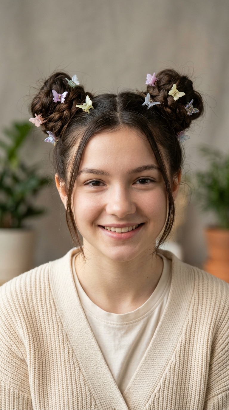 Double Space Buns with Butterfly Clips