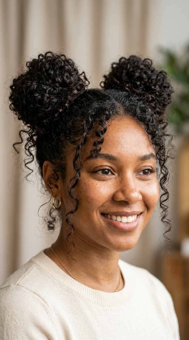 Double Space Buns with Wispy Strands