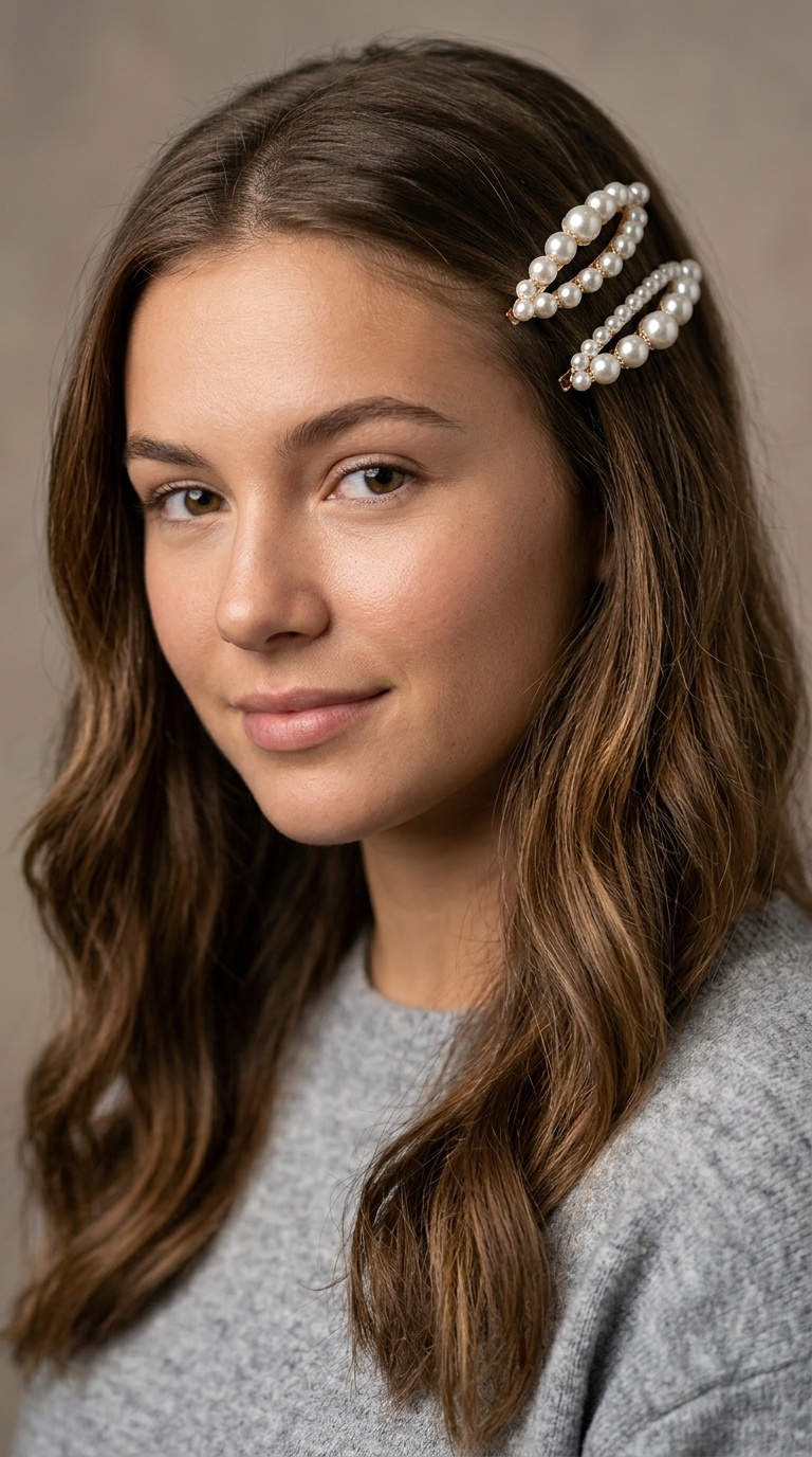 Double Stacked Pearl Barrettes