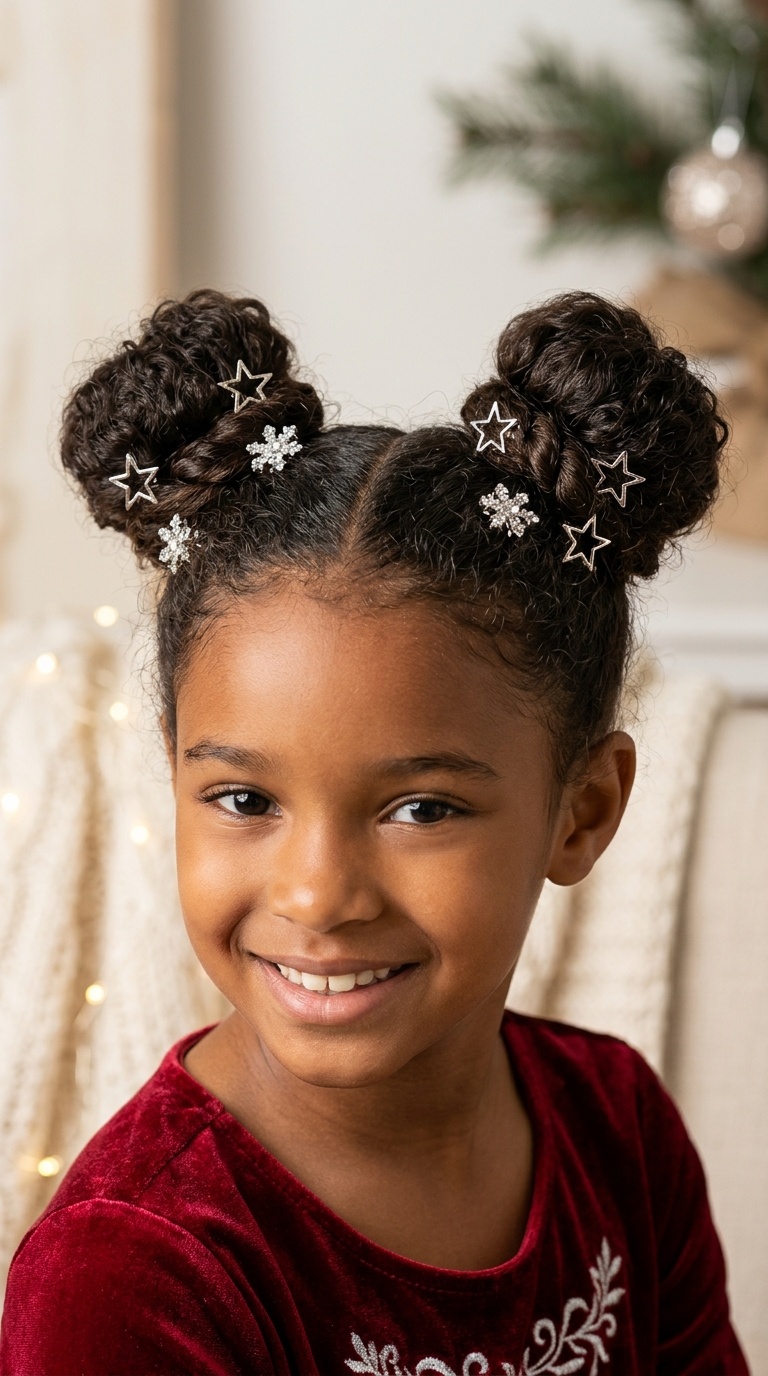 Double Top Knots with Metallic Clips