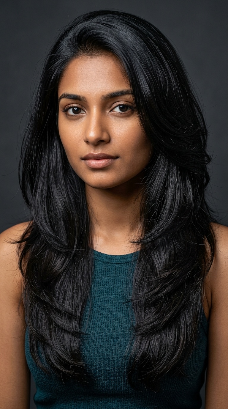 Dramatic V-Layers for Heavy Hair