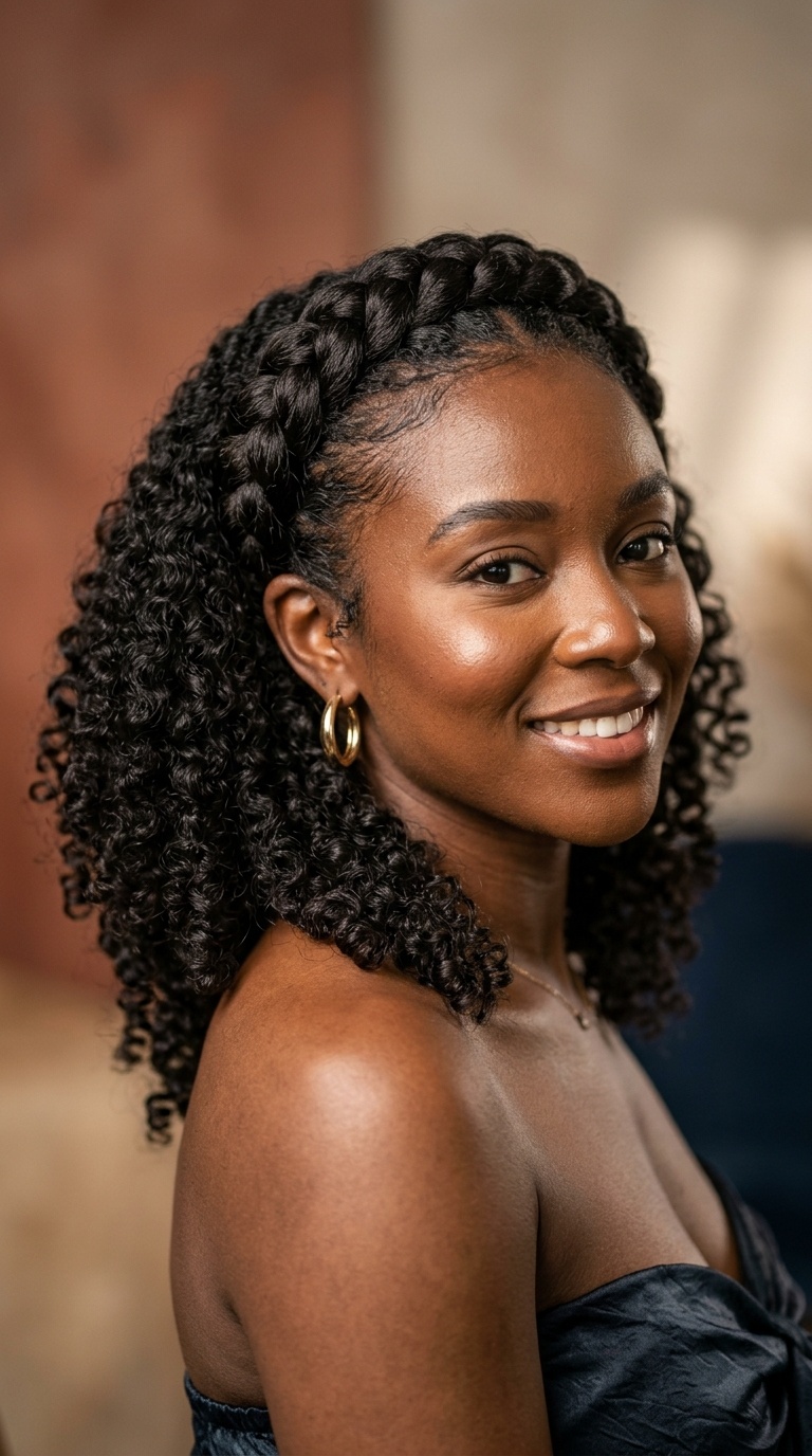Dutch Braid Crown with Curls
