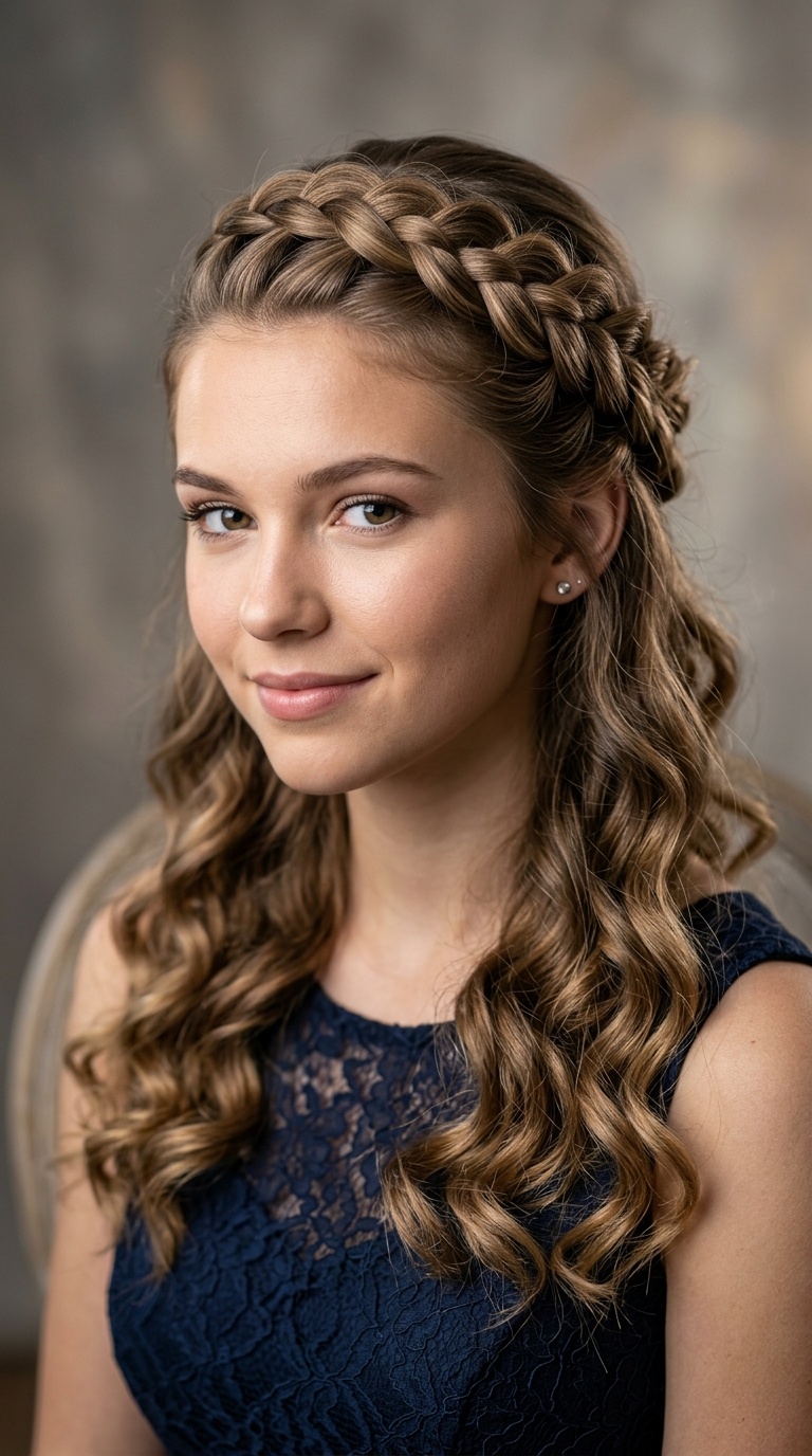 Dutch Braid Half-Up Crown