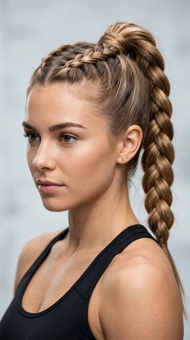Dutch Braid High Ponytail