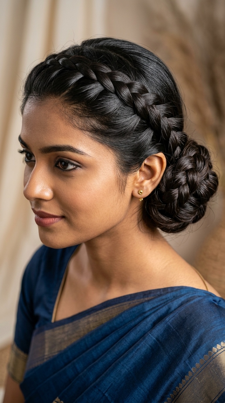 Dutch Braid into a Side Bun