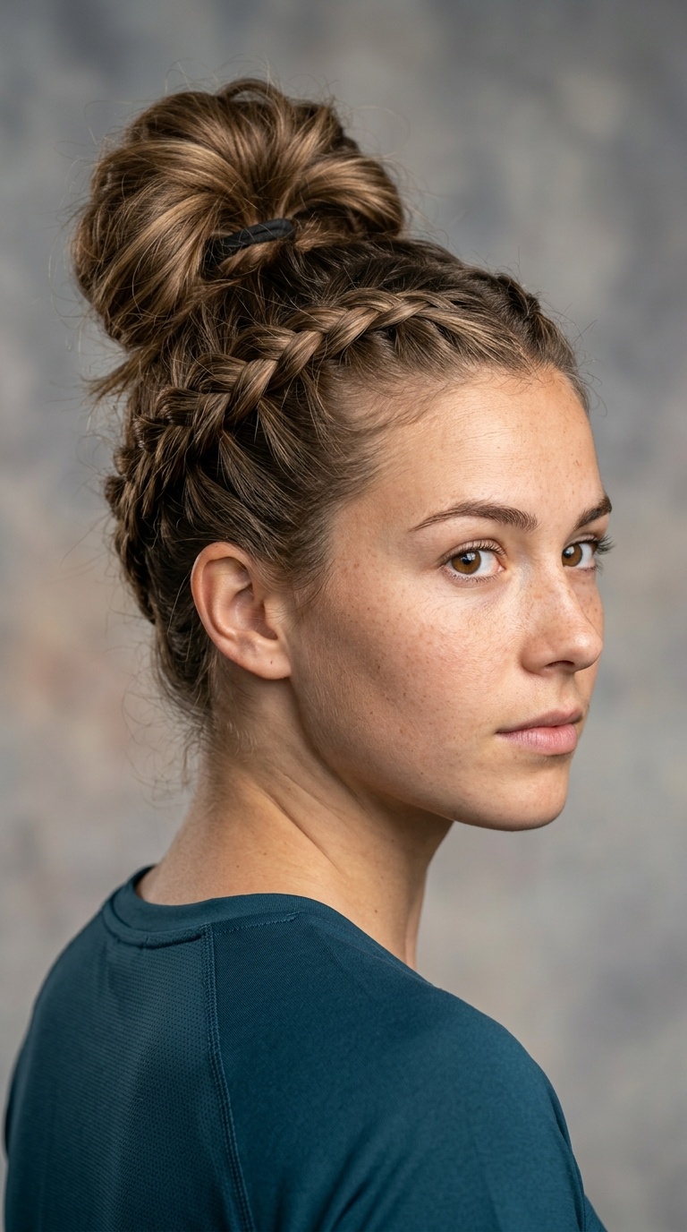 Dutch Braid into Messy Bun