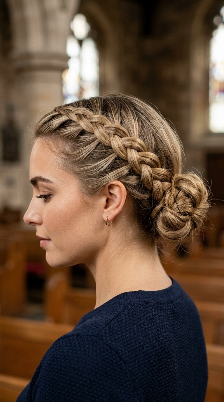 Dutch Braid Low Bun