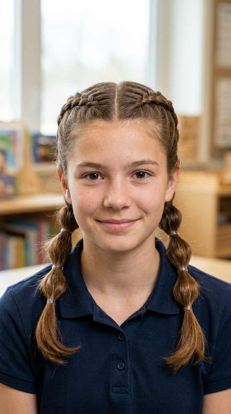 Dutch Braid Pigtails with Bubble Ends