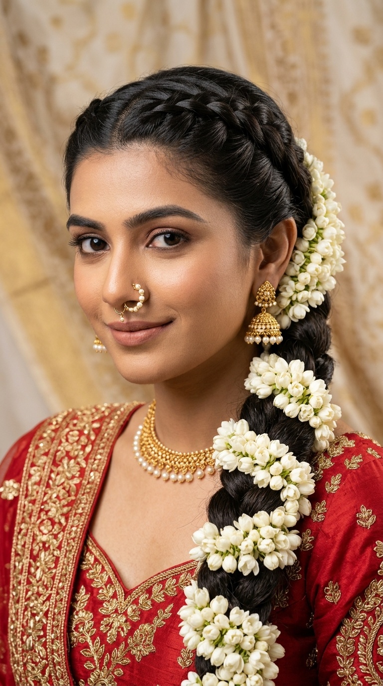 Dutch Braid with Full Jasmine Coverage