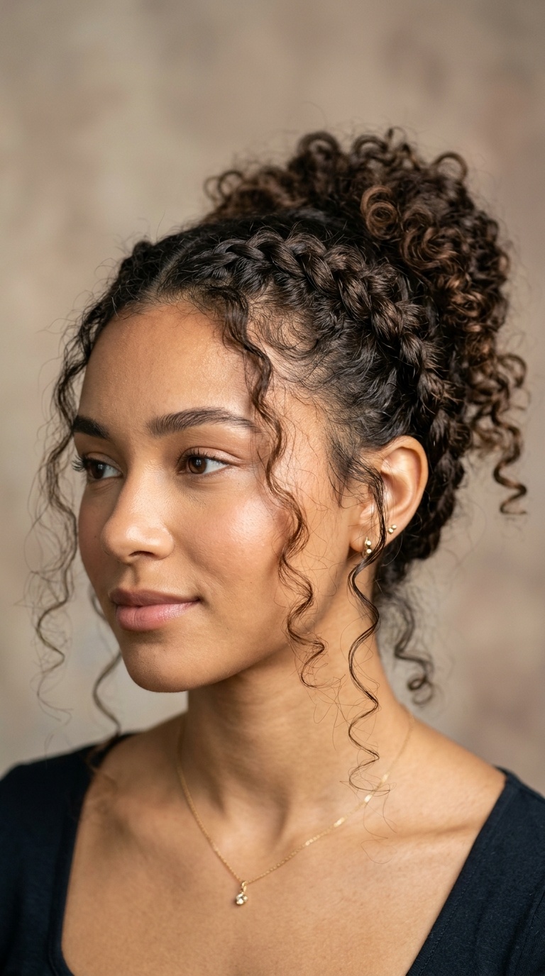 Dutch Braided Updo with Curly Flyaways