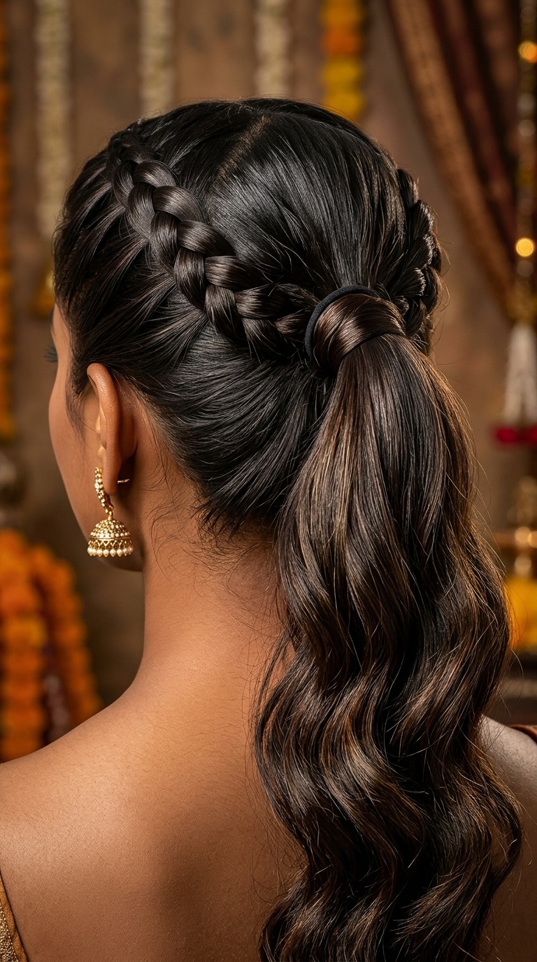 Dutch Braids into a High Ponytail