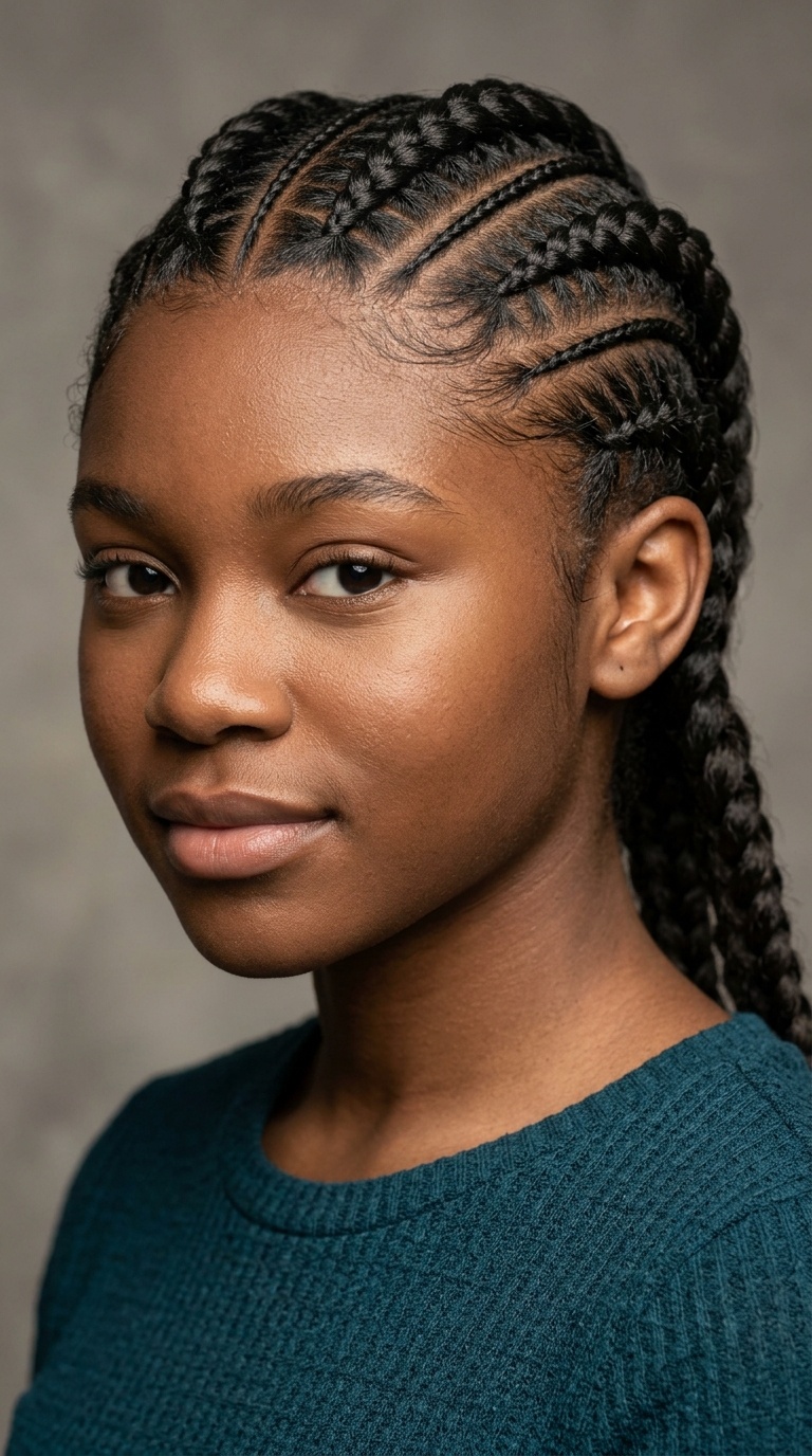 Dutch Braids with Feed-in Extensions