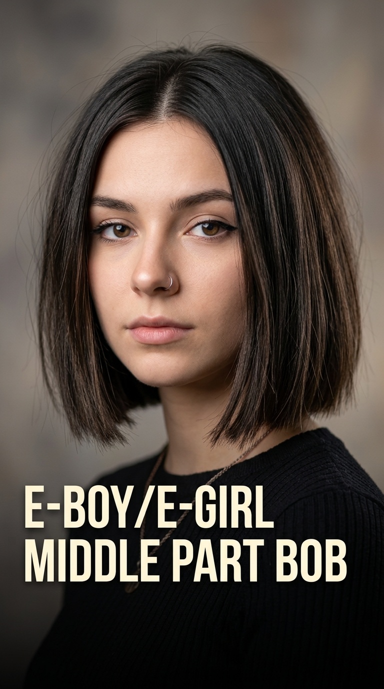 E-Boy/E-Girl Middle Part Bob