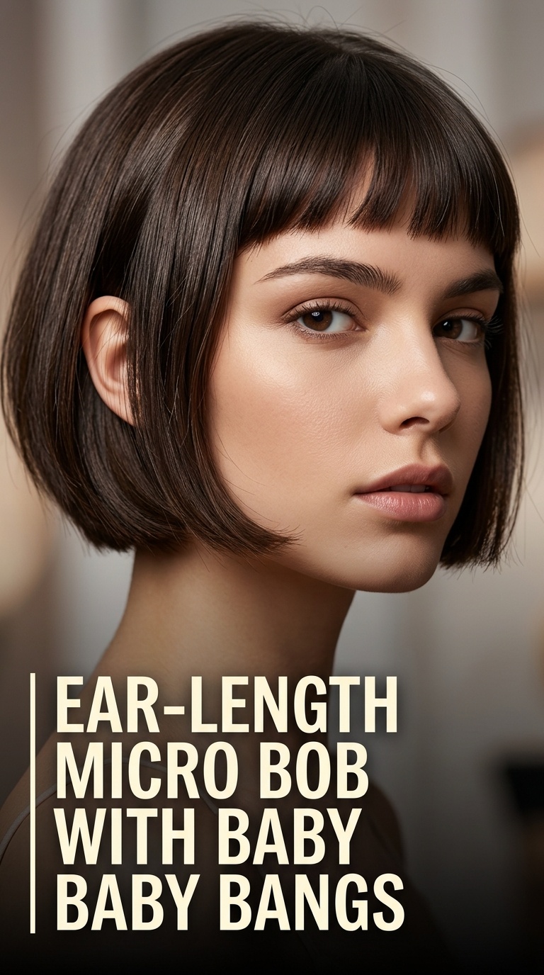 Ear-Length Micro Bob with Baby Bangs