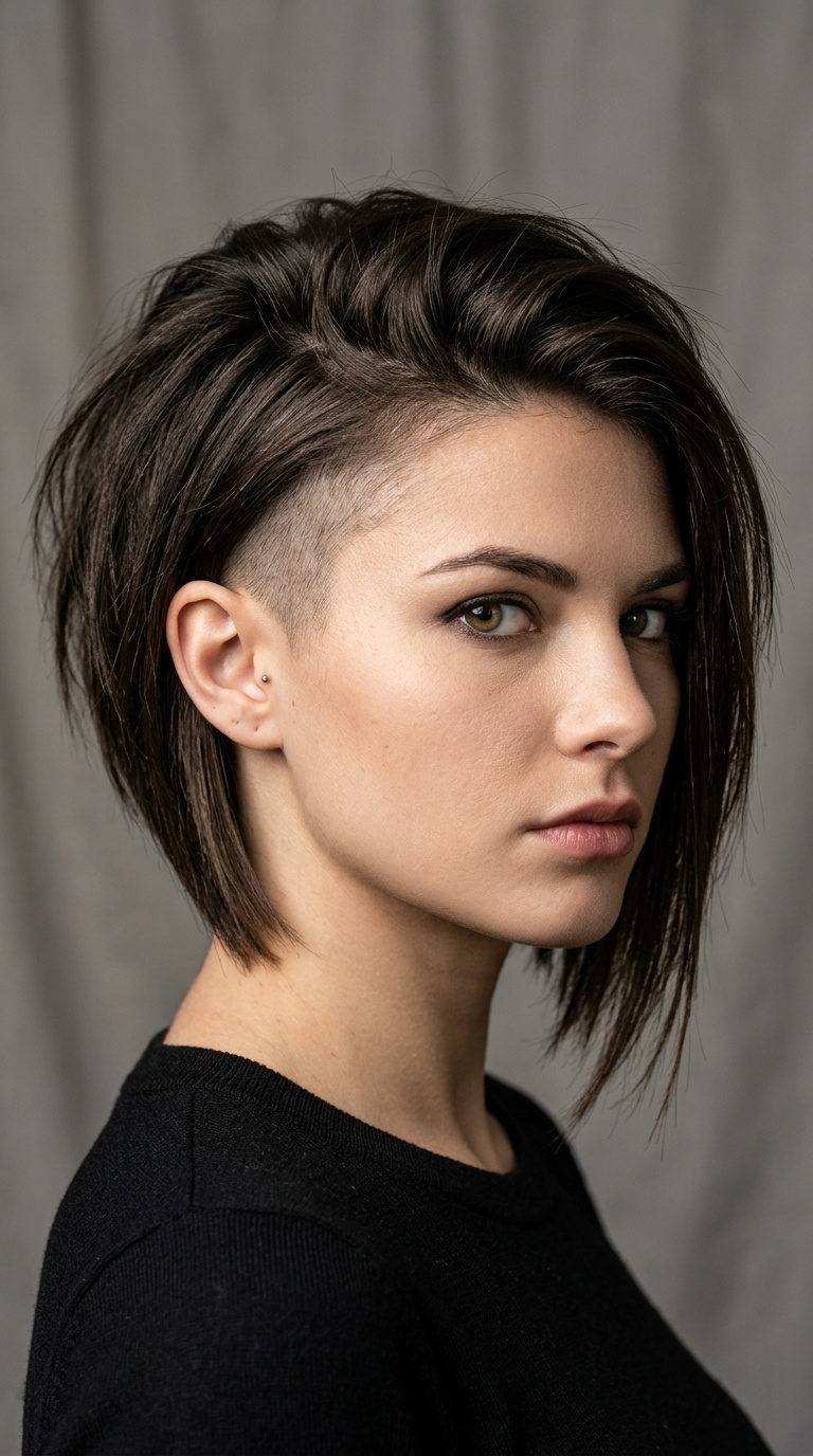 Edgy Angled Bob with Side Undercut