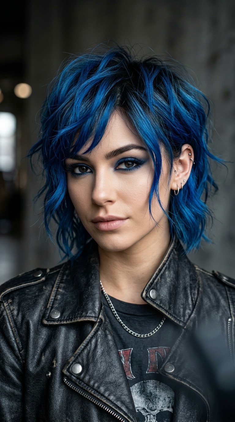 Electric Blue Choppy Layers