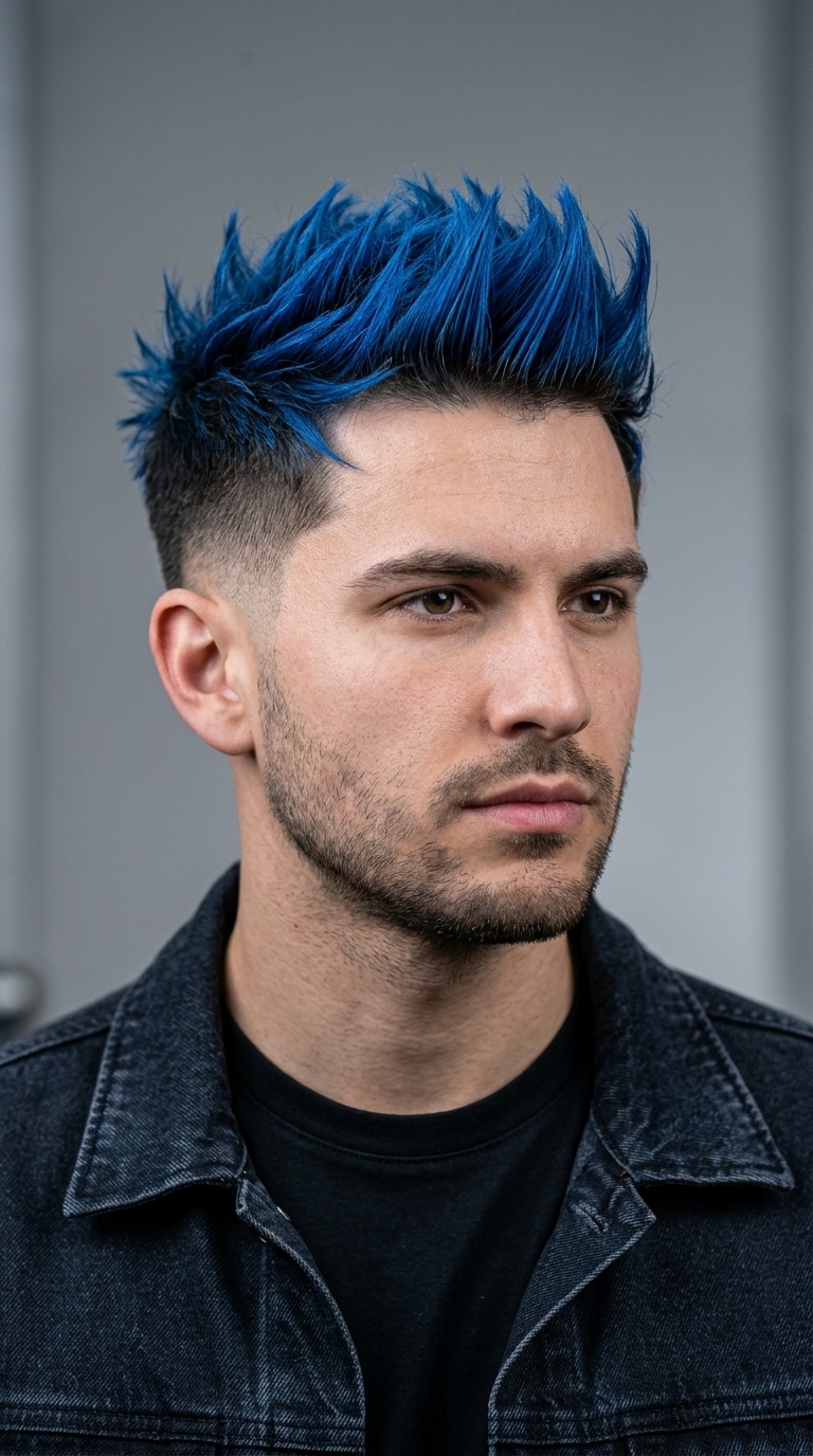 Electric Blue Spiky Burst Fade