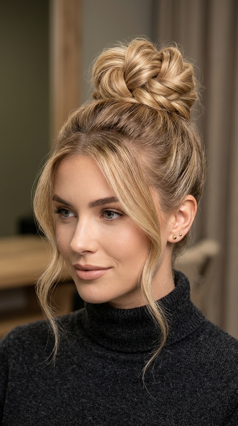 Elegant High Bun with Wisps