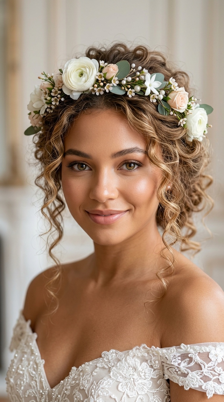 Ethereal Floral Crown with Curls