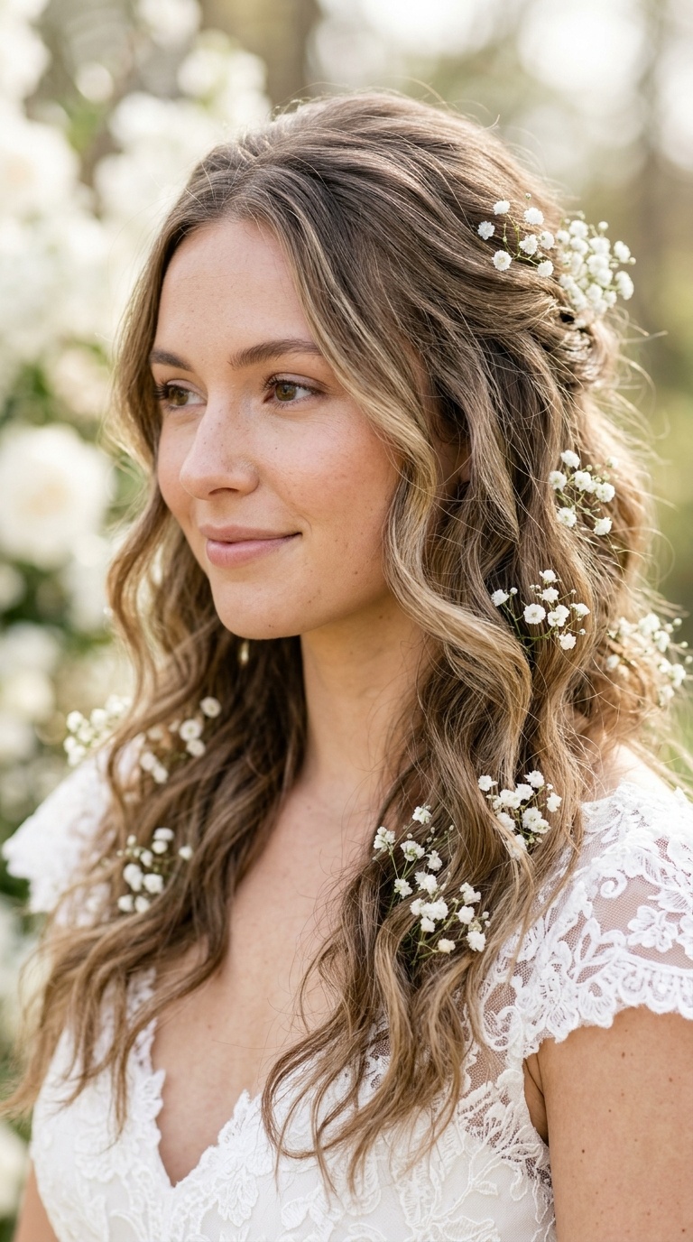 Ethereal Flowing Waves with Baby’s Breath Sprinkles