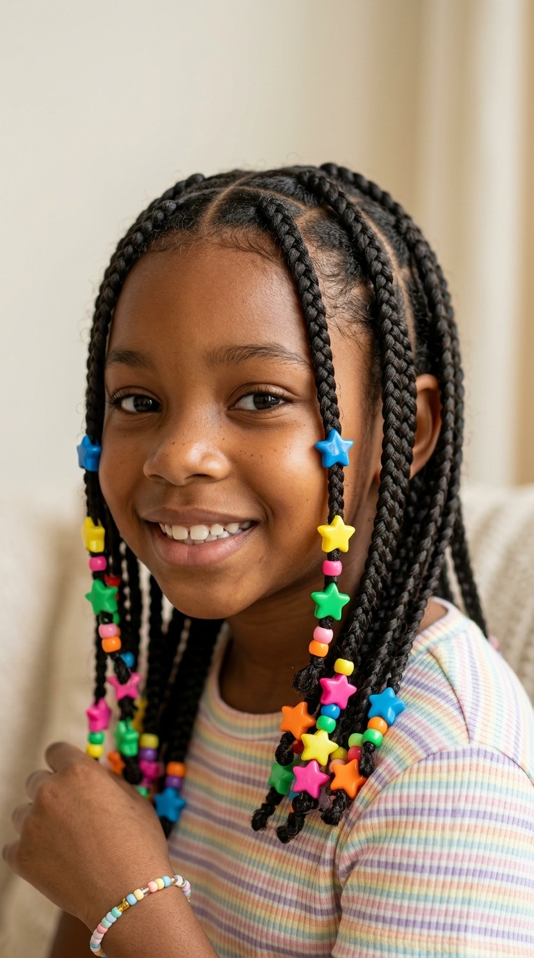 Face-Framing Braids with Star-Shaped Beads