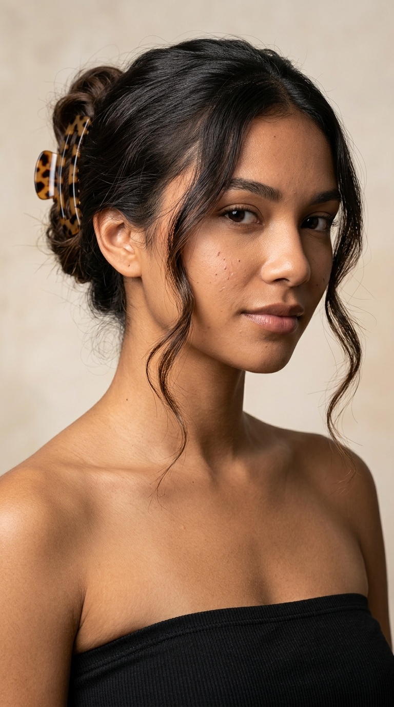 Face-Framing Tendrils with a Claw Clip