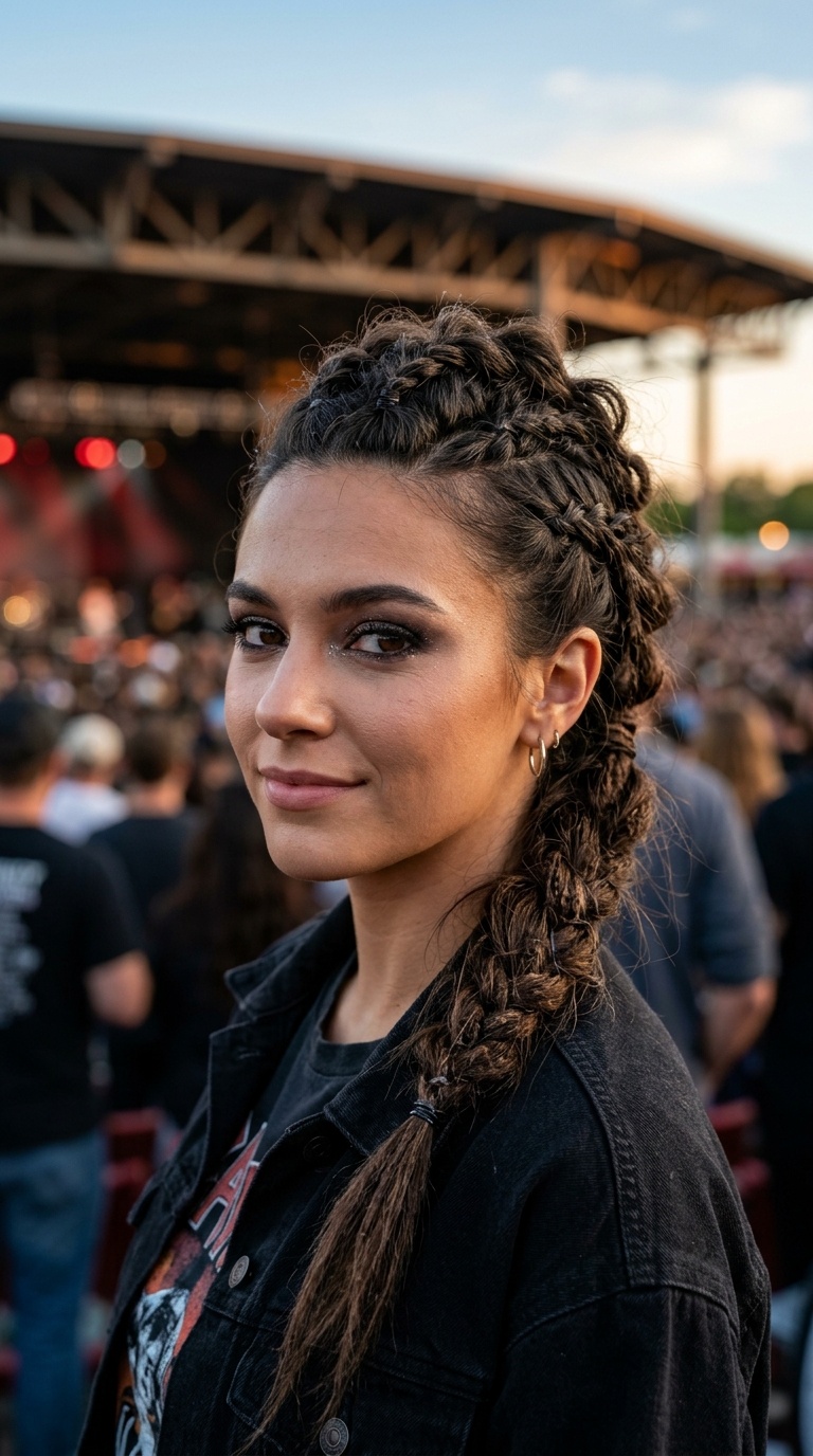 Faux Hawk Braided Ponytail
