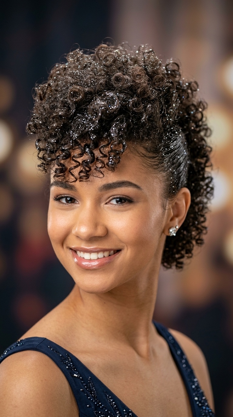 Faux Hawk Curls with Glitter Spray