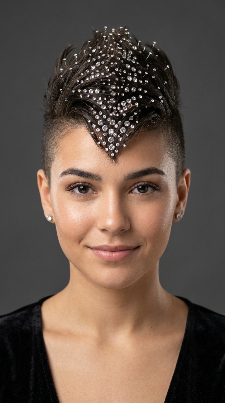 Faux-Hawk Studded with Rhinestones